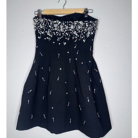 Jonathan Simkhai Arta Bustier Rhinestone Strapless Mini Cocktail Dress Black XS - Picture 10 of 13